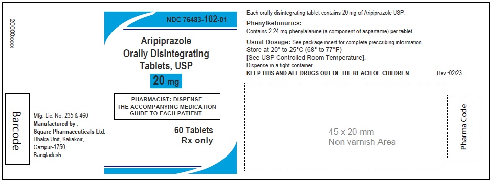 Aripiprazole Orally Disintegrating Tablets, USP 20 mg; 60 Counts