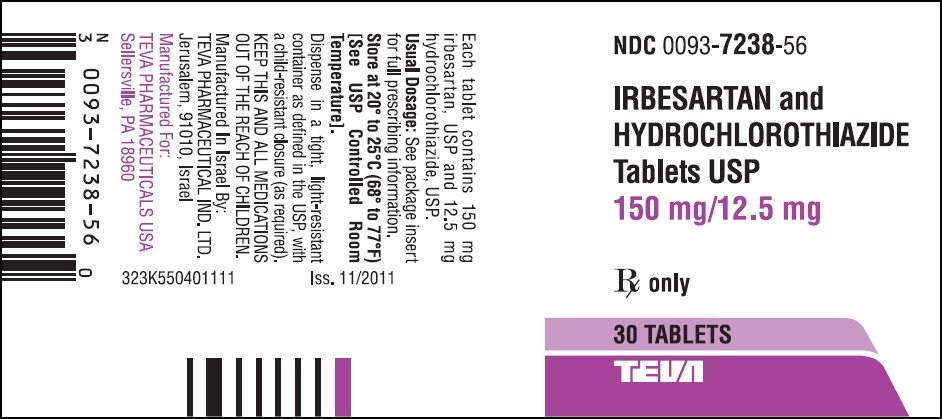 Irbesartan and Hydrochlorothiazide Tablets USP 150 mg/12.5 mg 30s Label