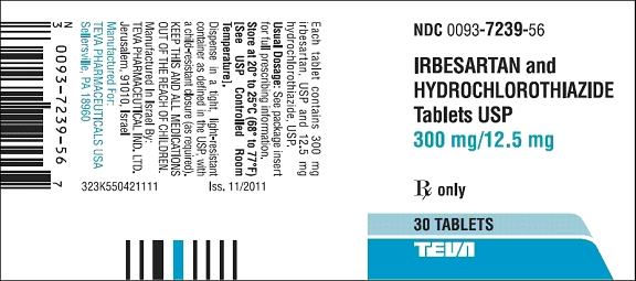 Irbesartan and Hydrochlorothiazide Tablets USP 300 mg/12.5 mg 30s Label