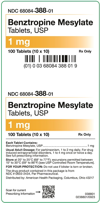 1 mg Benztropine Mesylate Tablets Carton