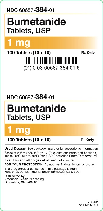1 mg Bumetanide Tablets Carton - 100 UD