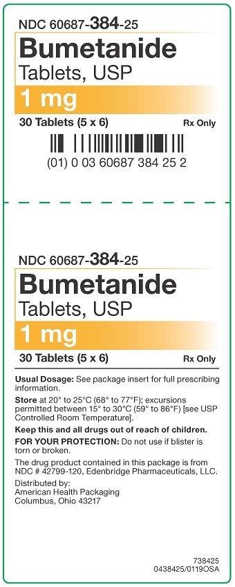 1 mg Bumetanide Tablets Carton - 30 UD