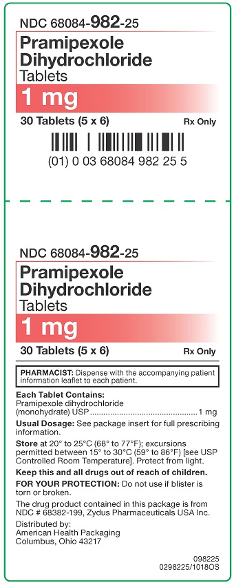 1 mg Pramipexole DiHCl Tablets Carton