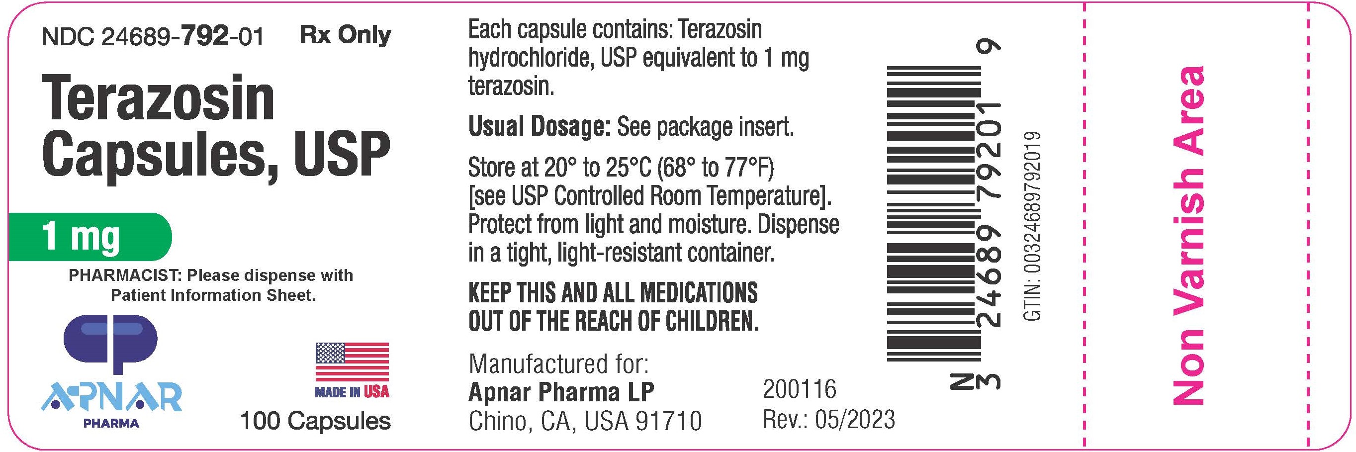 Terazosin Capsules 1 mg
