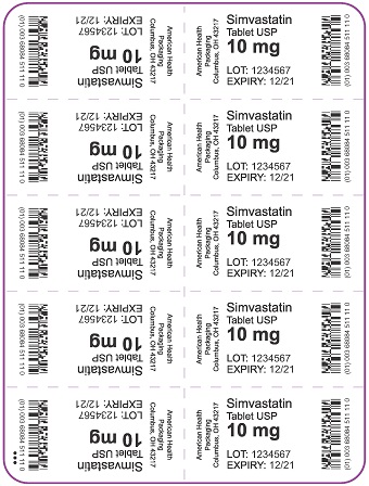 10 mg Simvastatin Tablet Blister
