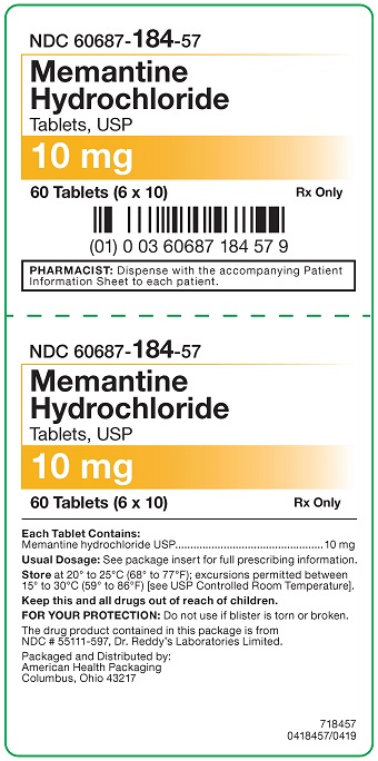10 mg Memantine HCl Tablets Carton