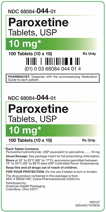 10 mg Paroxetine Tablets Carton
