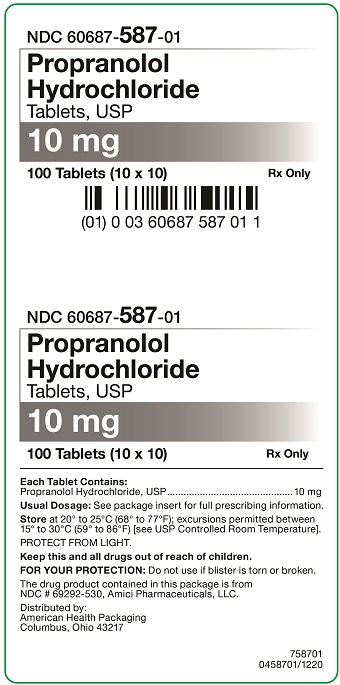 10 mg Propranolol Hydrochloride Tablets Carton
