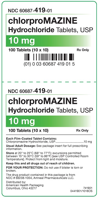 10 mg chlorproMAZINE HCl Tablets Carton