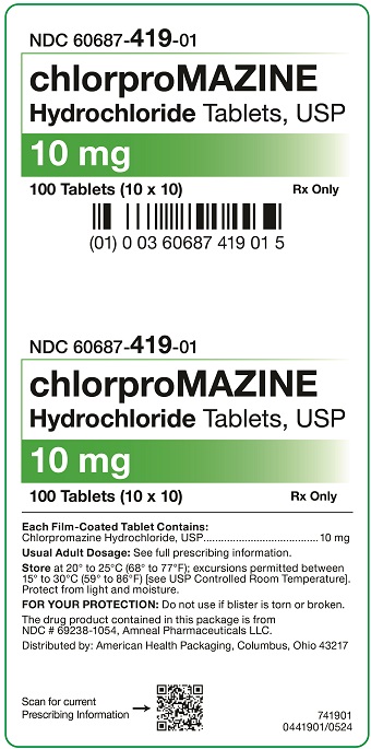 10 mg Chlorpromazine Hydrochloride Tablets Carton