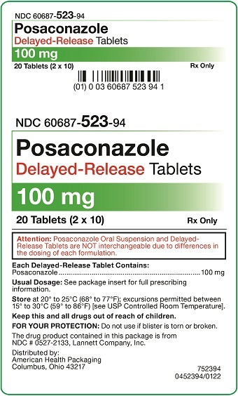 100 mg Posaconazole Delayed Release Tablets 20UD Carton