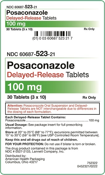 100 mg Posaconazole Delayed Release Tablets 30UD Carton