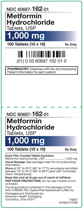1000 mg Metformin Hydrochloride Tablets Carton