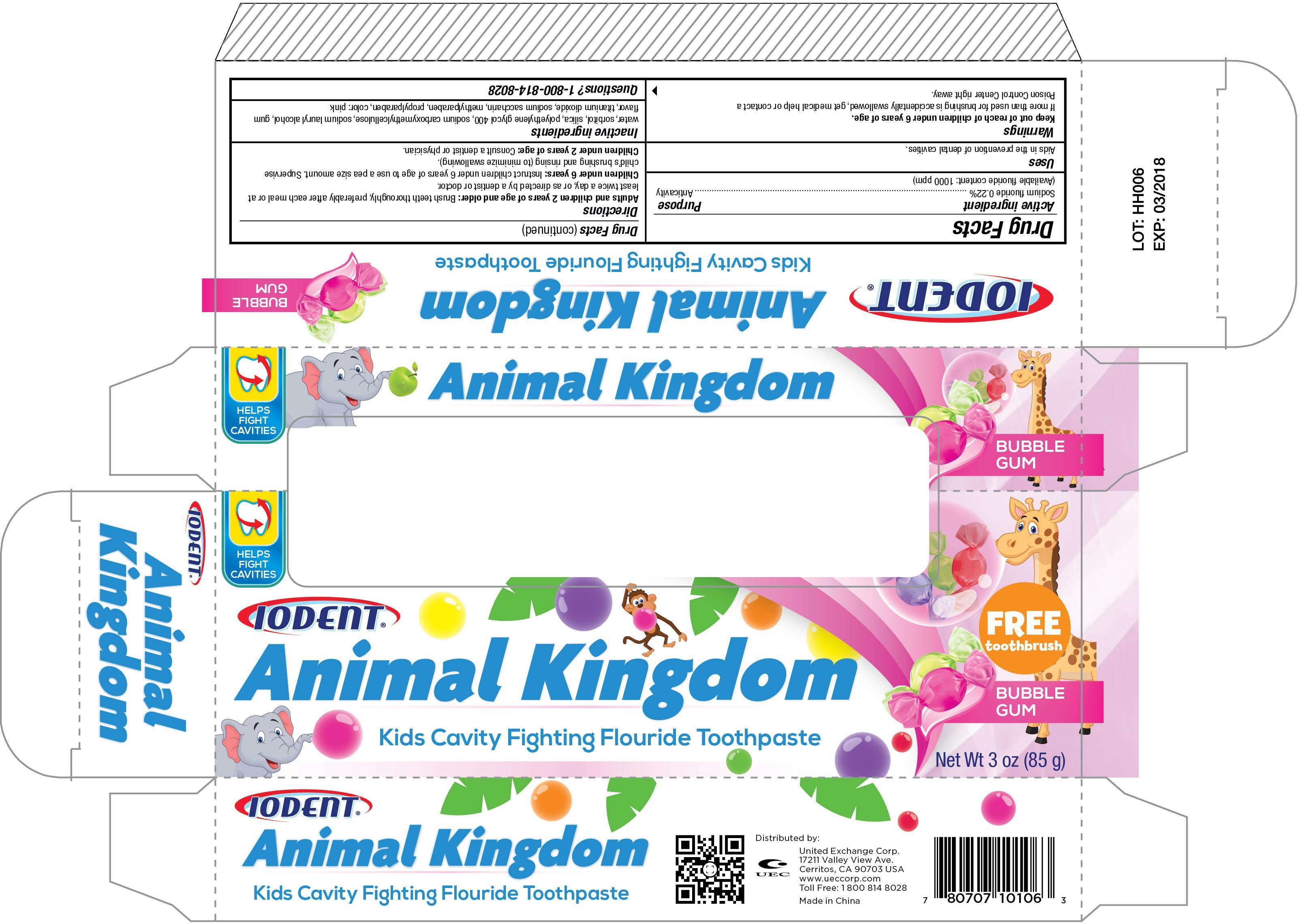 Iodent Animal Kingdom Bubble Gum | Sodium Fluoride Paste Breastfeeding