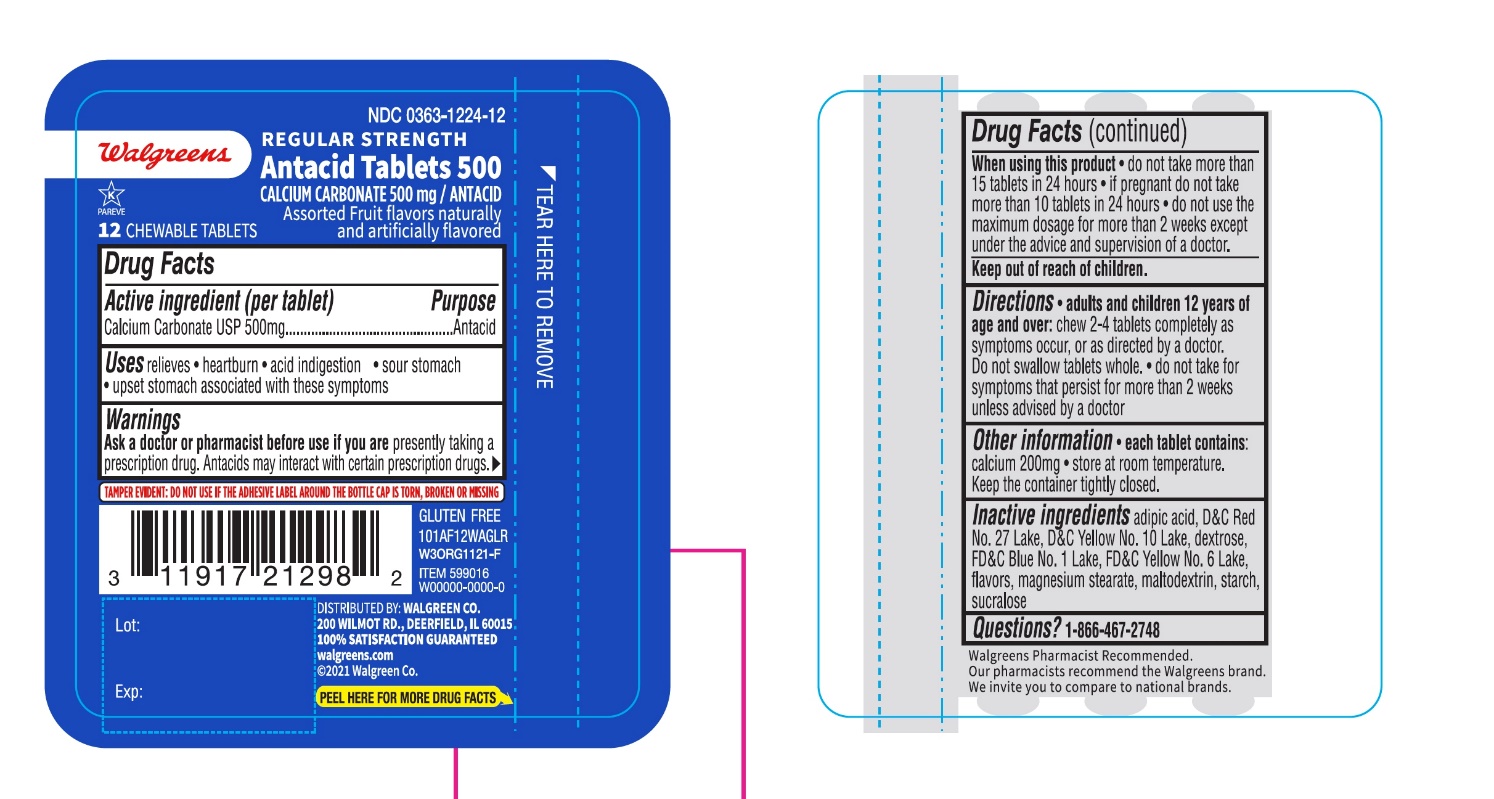 Walgreens Regular Strength Antacid 12 Chewable Tablets