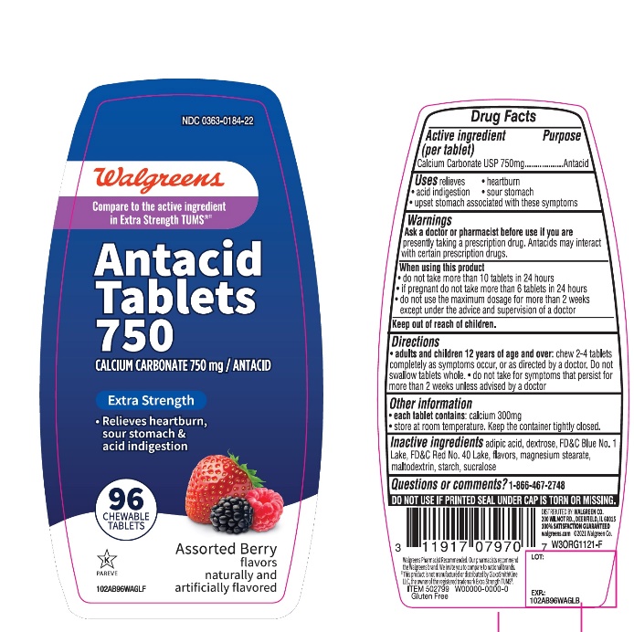 Walgreens Antacid Tablets 750 Calcium Carbonate 750 mg 96 Chewable Tablets
