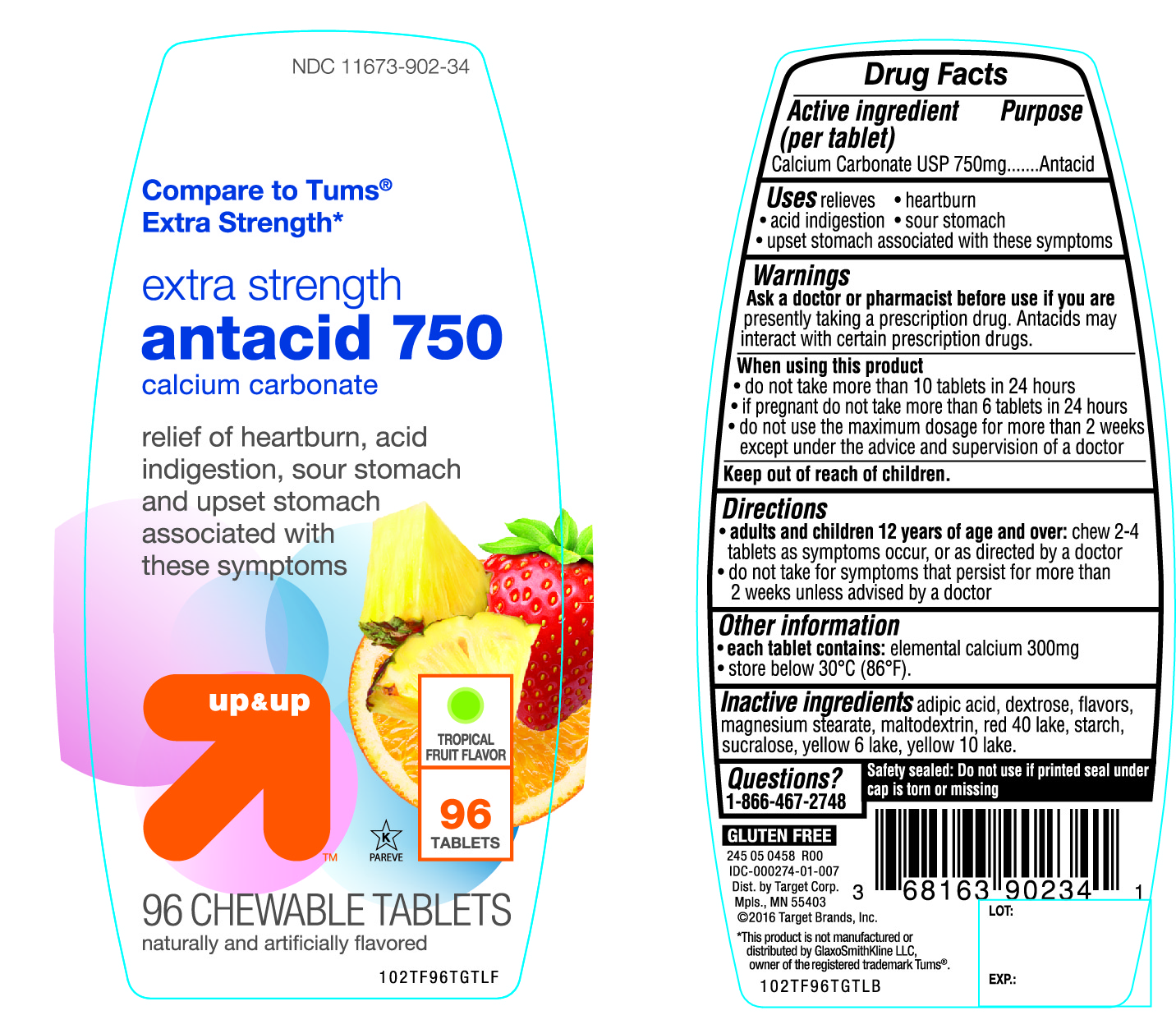 Up And Up Extra Strength Antacid 750 Tropical Fruit | Antacid Tablets Tablet, Chewable Breastfeeding