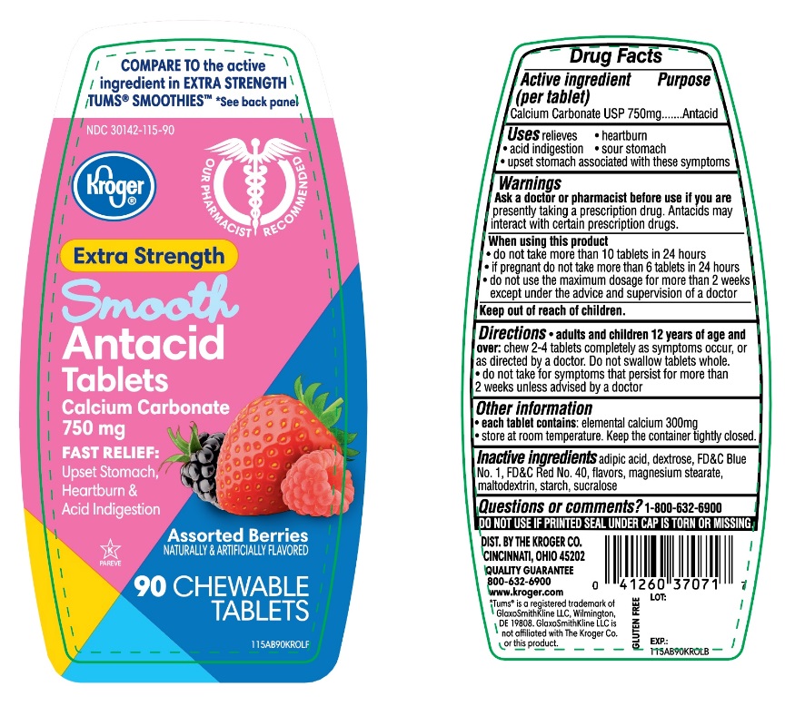 Kroger Extra Strength Smooth Antacid 90 Chewable Tablets