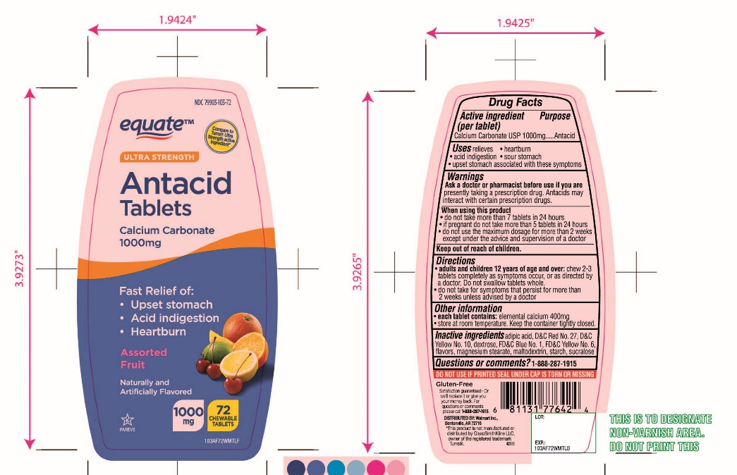 Equate Ultra Strength Antacid Tablets 72 chewable