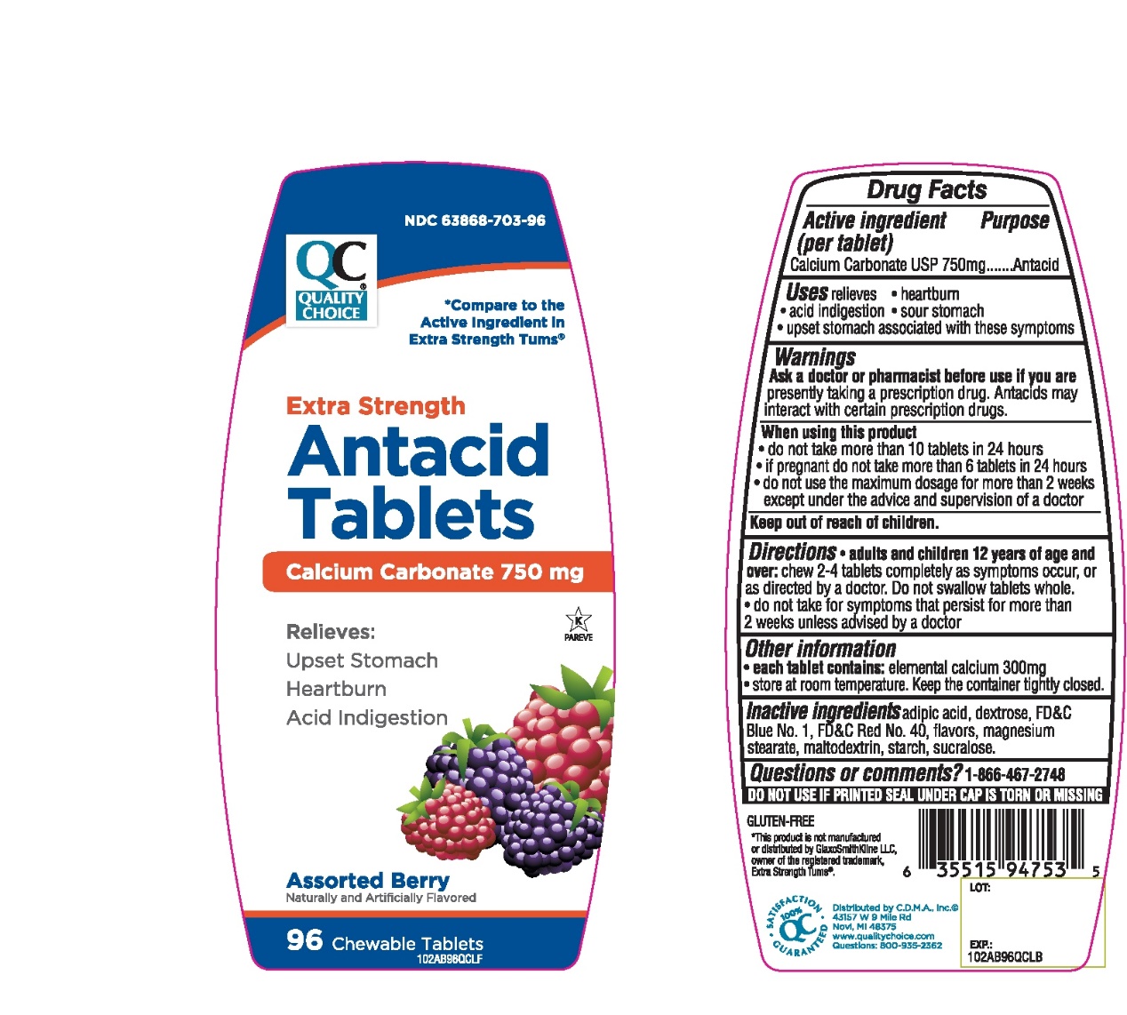 Quality Choice Extra Strength Assorted Berries Antacid Tablets