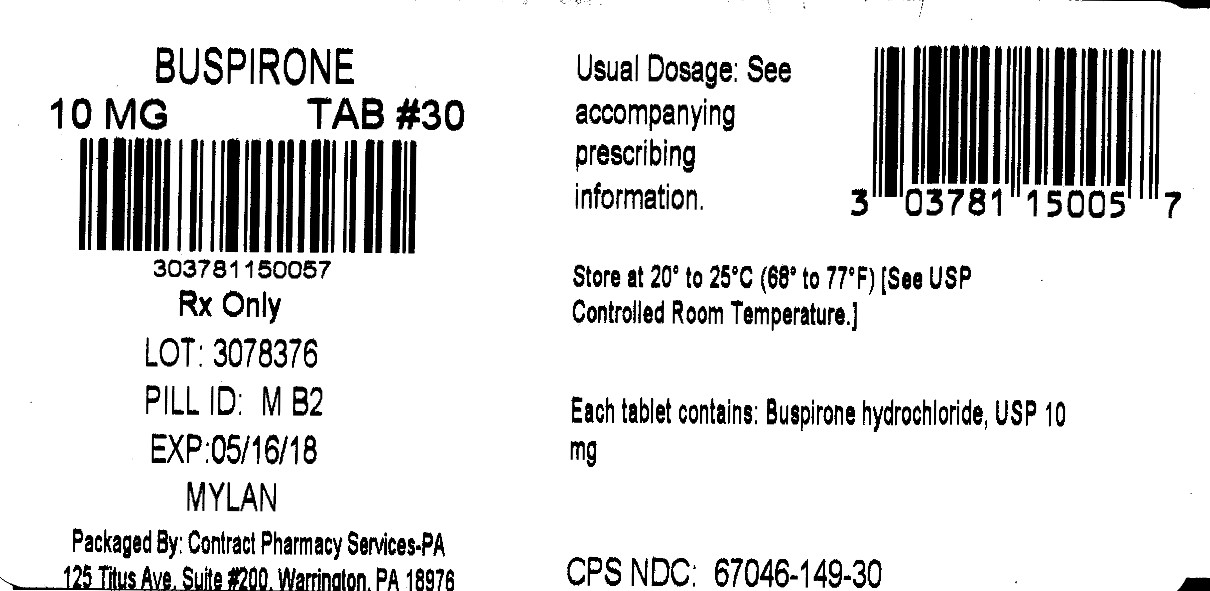 Buspirone Hydrochloride Tablets, USP 10 mg Bottle Label