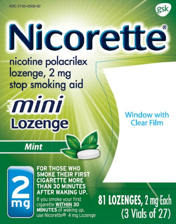 Nicorette Mini Lozenge 2 mg 81 ct carton