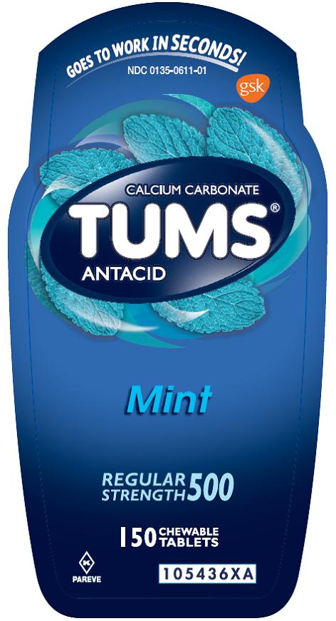 Tums Regular Mint 150 ct front label