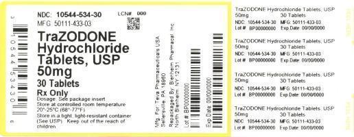 Trazodone Hydrochloride Tablets USP 50 mg 100s Label