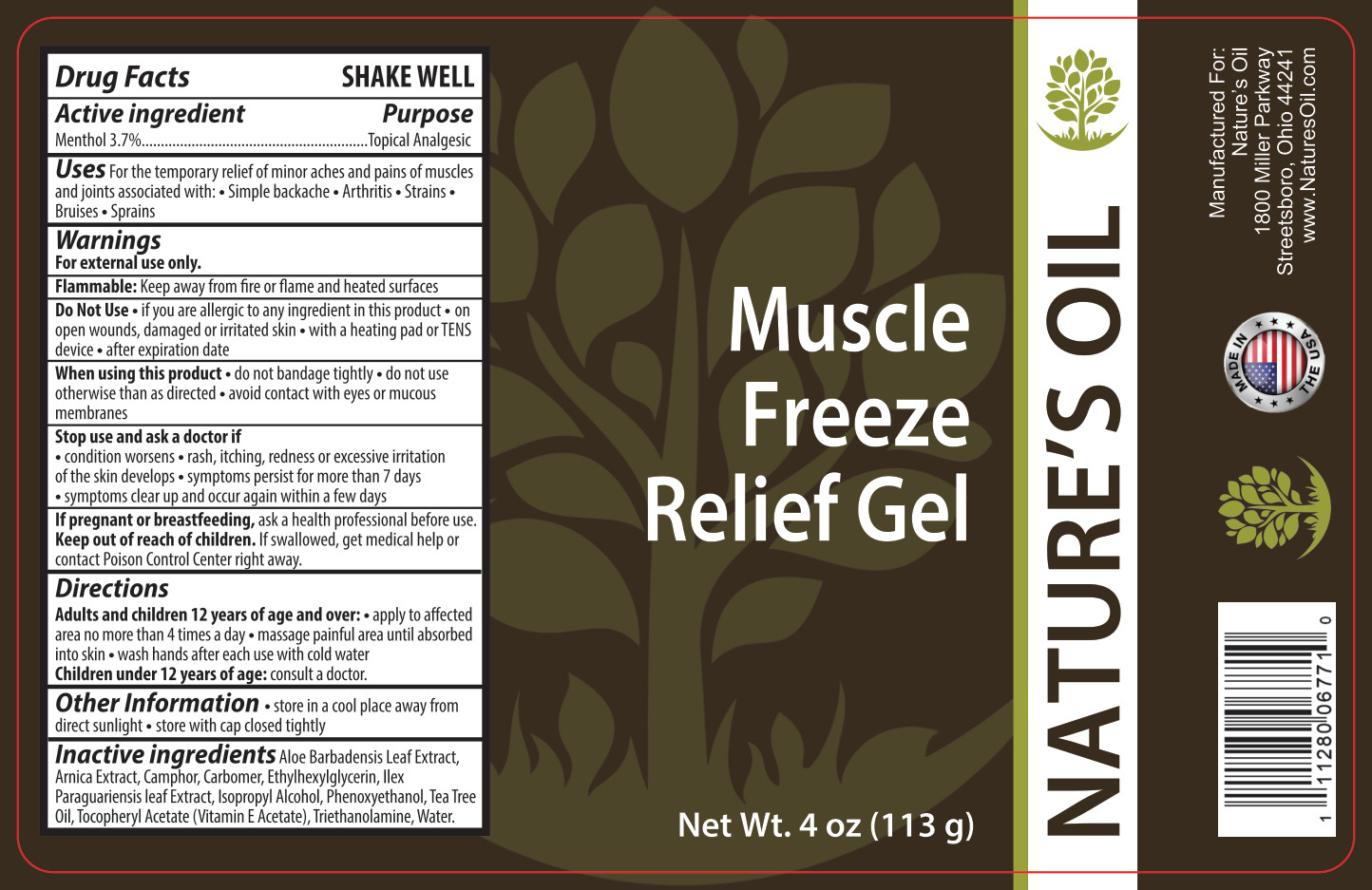 Muscle Freeze Gel - 4 oz