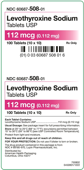 112 mcg Levothyroxine Tablets Carton