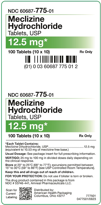 12.5 mg Meclizine Hydrochloride Tablets Carton-100UD