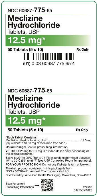 12.5 mg Meclizine Hydrochloride Tablets Carton-50UD