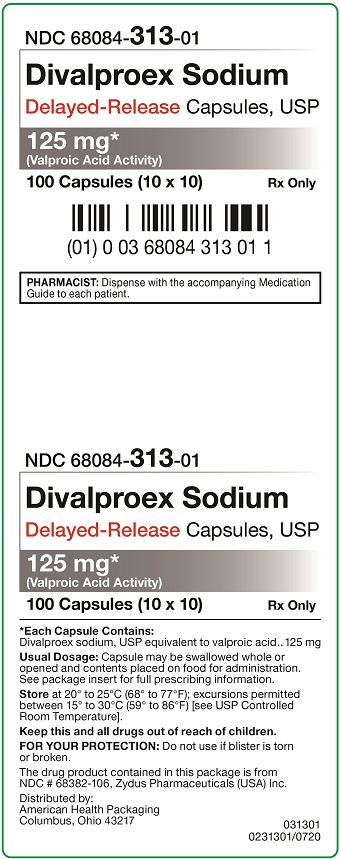 125 mg Divalproex Sodium Delayed-Release Capsules Carton