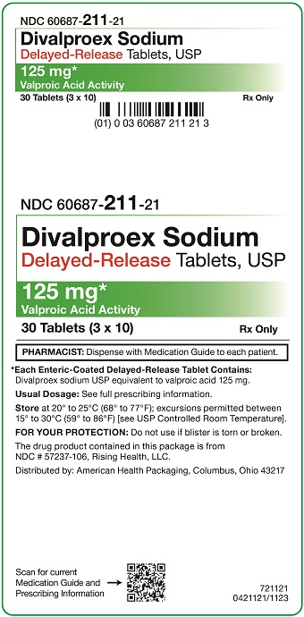 125 mg Divalproex Sodium DR Carton