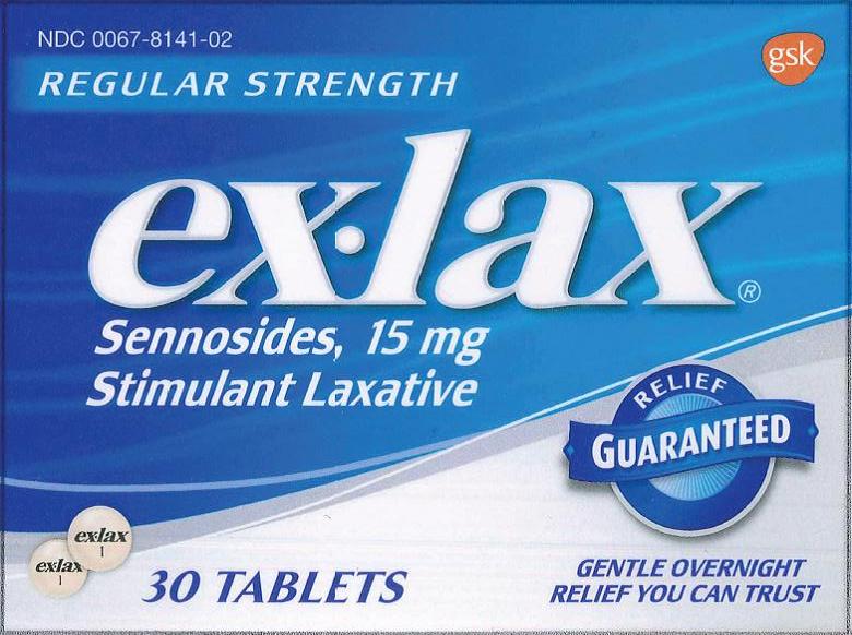 exlax regular strength tablet 30 count carton