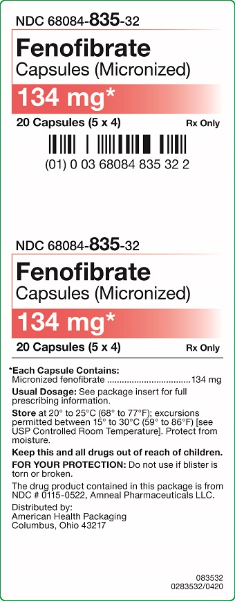 134 mg Fenofibrate Capsules (Micronized) Carton