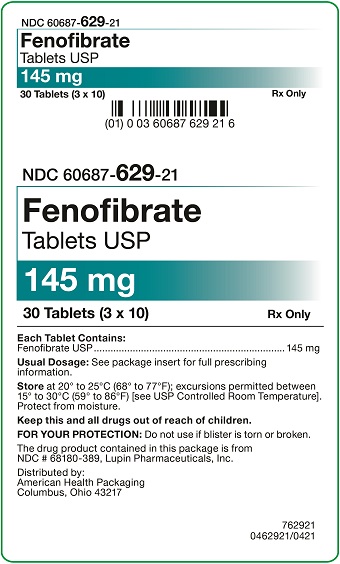 145 mg Fenofibrate Tablets Carton, 30 UD