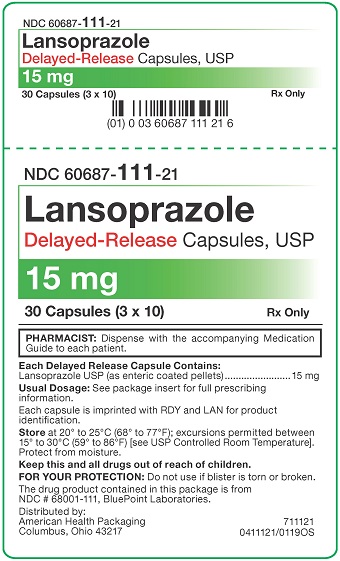 15 mg Lansoprazole DR Capsules Carton