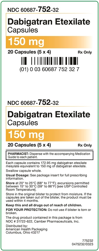 150 mg Dabigatran Etexilate Capsules Carton