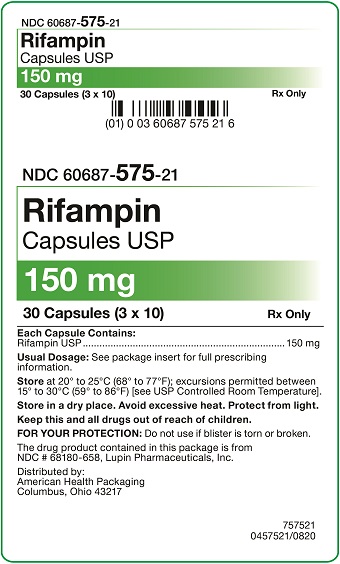 150 mg Rifampin Capsules 30UD Carton