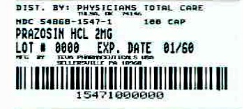 Prazosin HCl Capsules 2 mg 100s Label