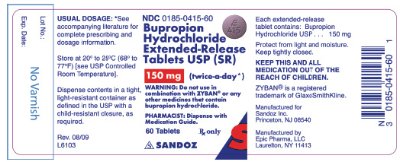 Bupropion 150 mg x 60 Tablets - Label