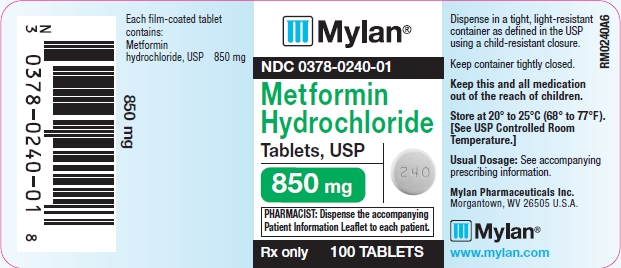 Metformin Hydrochloride Tablets 850 mg Bottle Labels