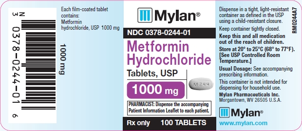 Metformin Hydrochloride Tablets 1000 mg Bottle Labels
