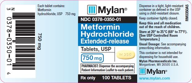 Metformin Hydrochloride Extended-release Tablets 750 mg Bottle Labels 