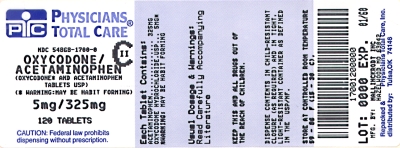 image of 5 mg/325 mg label