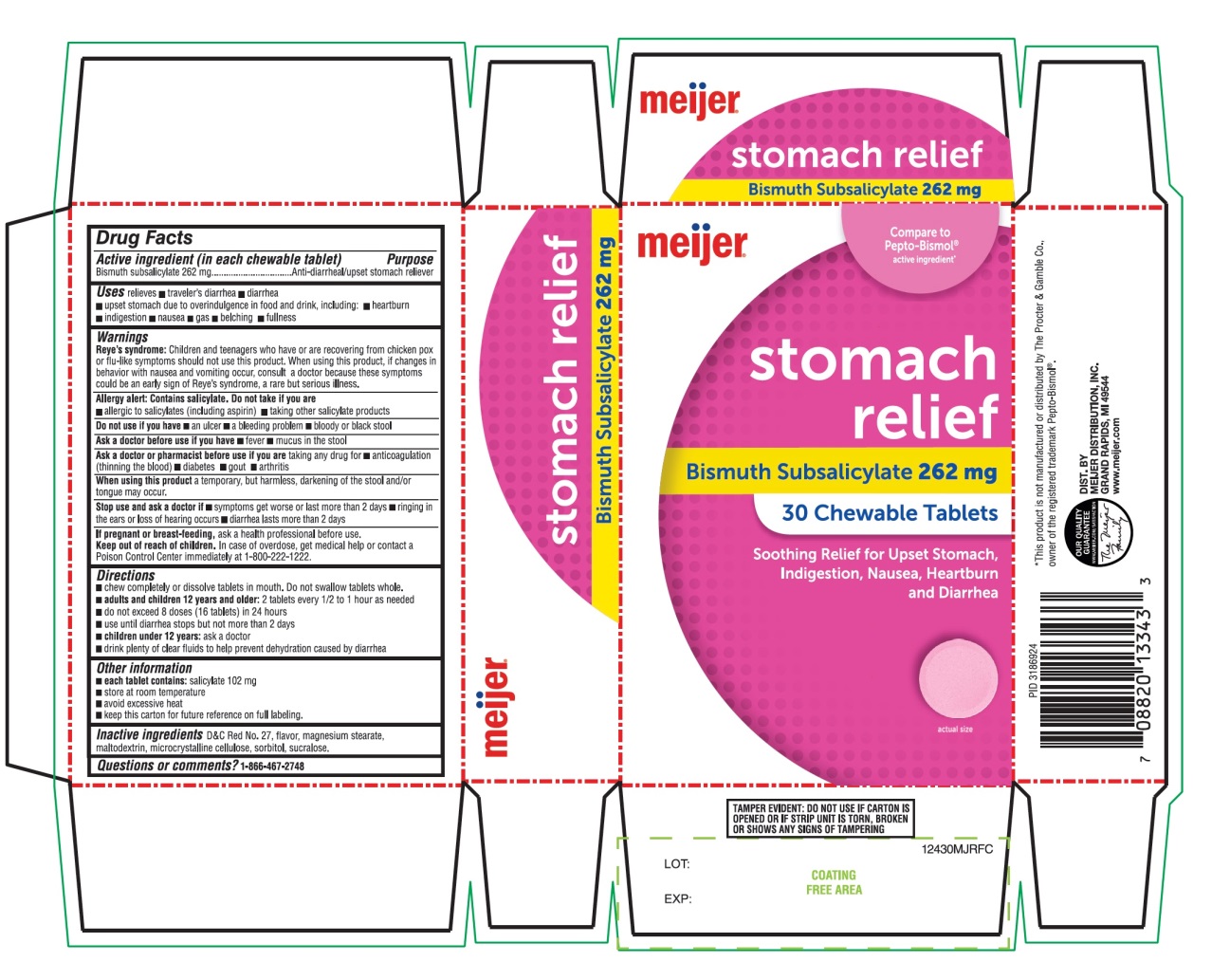 Meijer Stomach Relief | Bismuth Subsalicylate Tablet, Chewable Breastfeeding