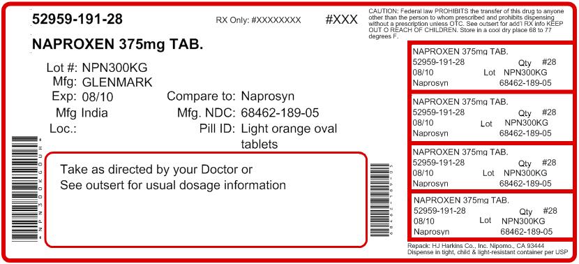 Naproxen Tablets 375mg Bottle Label