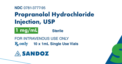 Propranolol Hydrochloride 1mg 1 mL Label