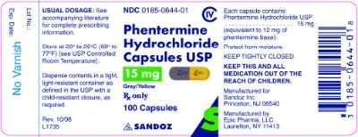 15 mg x 100 Capsules - Label